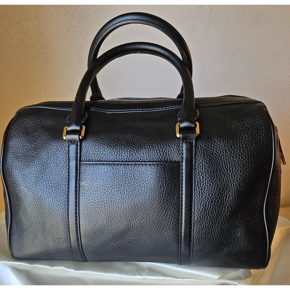 Michael Kors Medium Bedford Black/Gold Pebbled Leather Duffle Satchel Crossbody - Picture 6 of 16